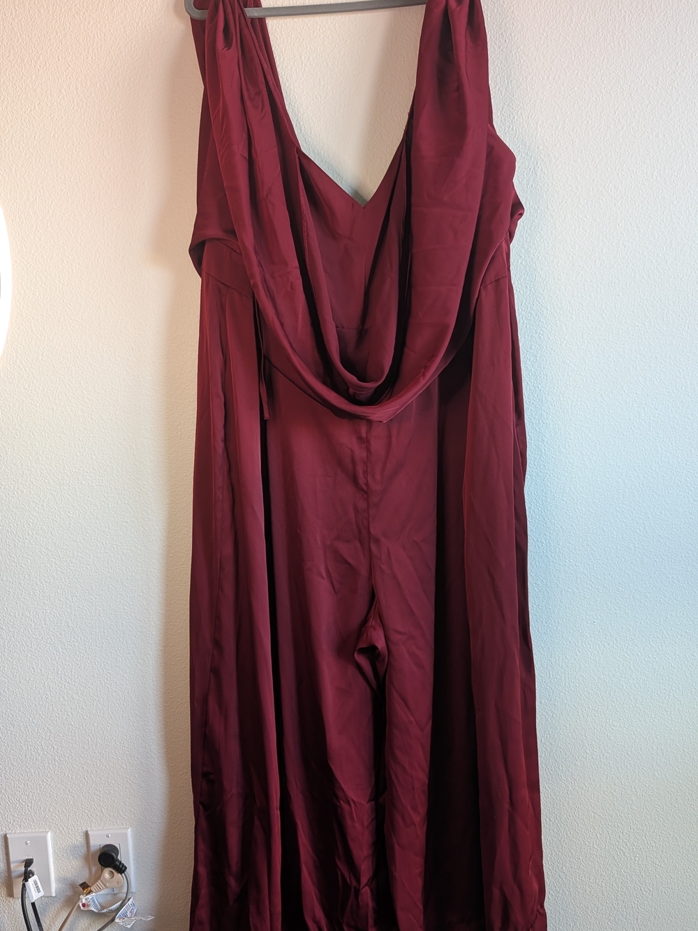 ASOS Wine Draped Cowl-Neck Jumpsuit